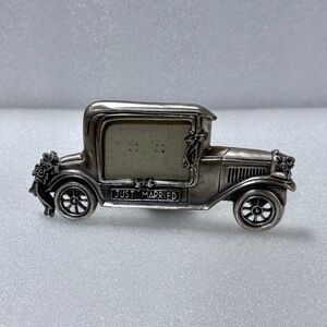 Vintage Pewter and Glass Photo Frame “Just Married “